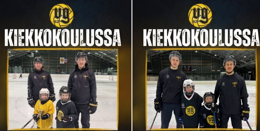Kiekkokoulussa eilen paikalla kävivät Emil Kujala ja Nicklas Teriö. Heidän kanssaa kuvaan pääsivät Matti ja Aatu Viime viikolla paikalla olivat Hugo Hokkanen ja Joonatan Iljin Heidän kanssaa kuvassa Lukas ja Max